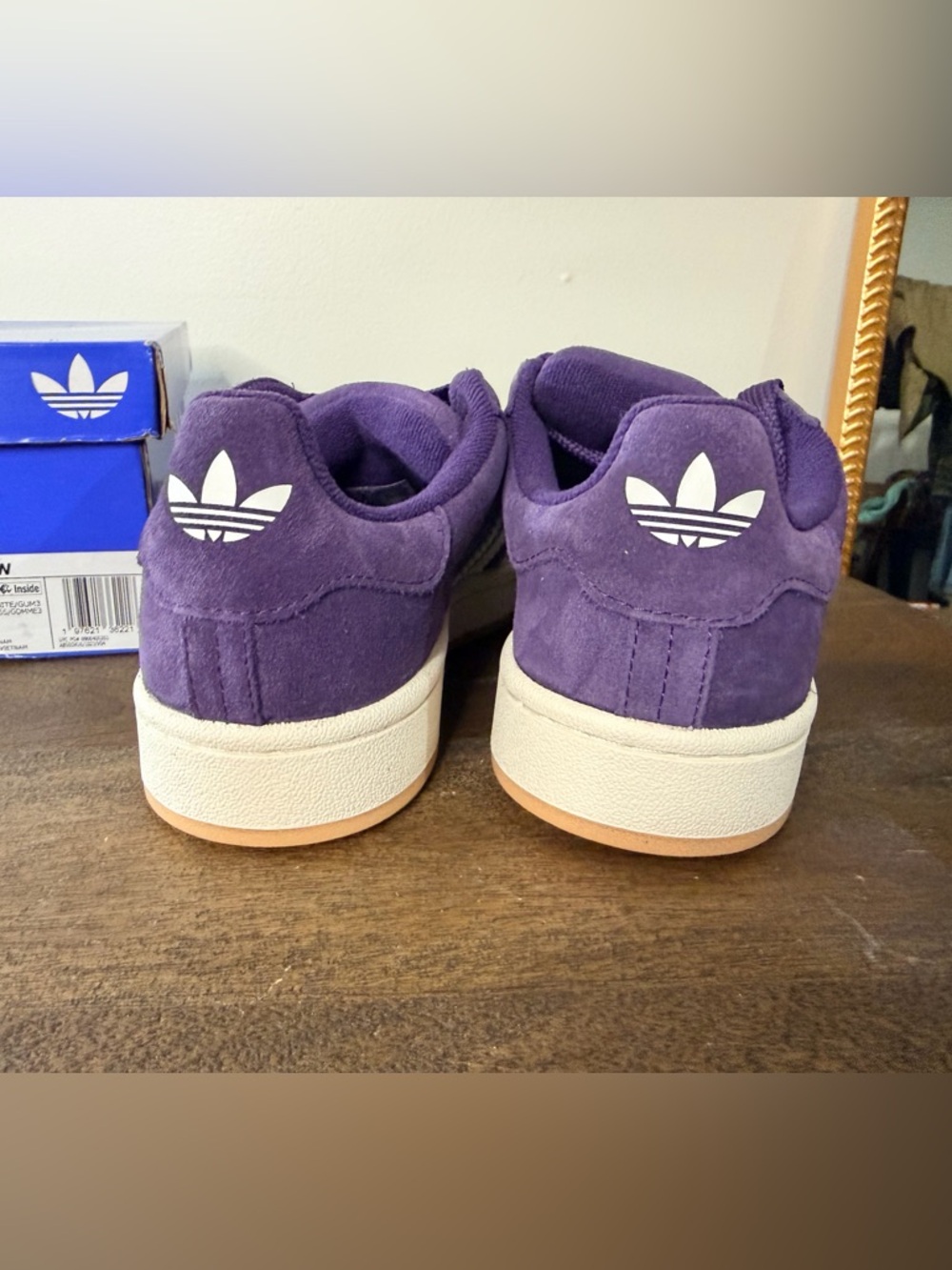 adidas Purple Suede Campus Sneakers with White Stripes - Picture 5 of 7